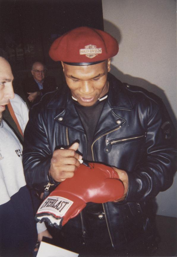 mike tyson picture signing glove